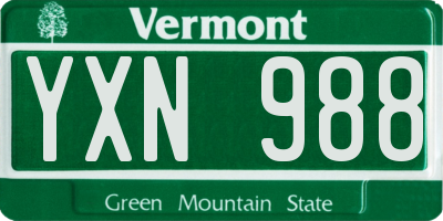 VT license plate YXN988