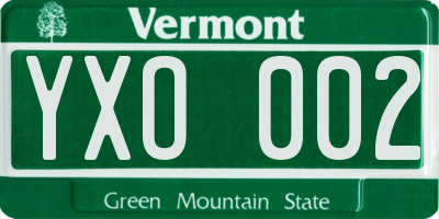 VT license plate YXO002