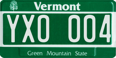 VT license plate YXO004