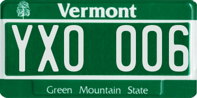 VT license plate YXO006