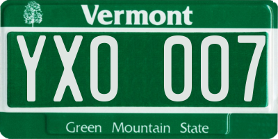 VT license plate YXO007