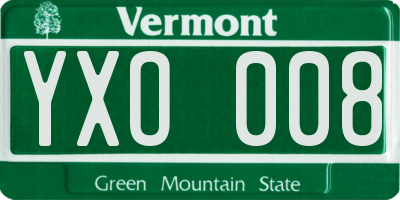 VT license plate YXO008