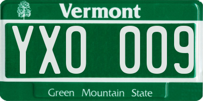VT license plate YXO009