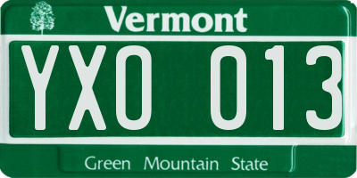 VT license plate YXO013