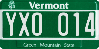 VT license plate YXO014