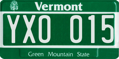VT license plate YXO015