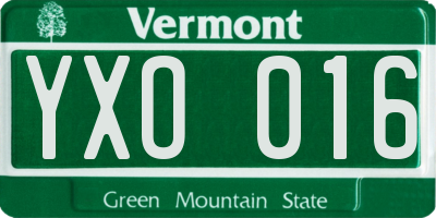 VT license plate YXO016