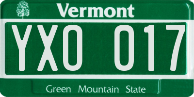 VT license plate YXO017