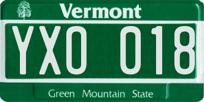 VT license plate YXO018