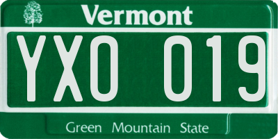 VT license plate YXO019