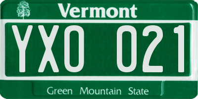 VT license plate YXO021