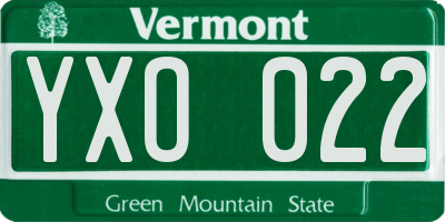 VT license plate YXO022