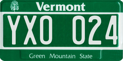 VT license plate YXO024
