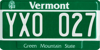 VT license plate YXO027