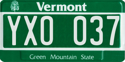 VT license plate YXO037