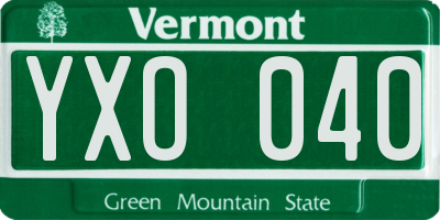 VT license plate YXO040