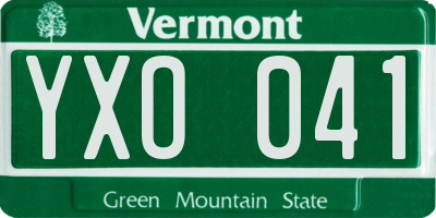 VT license plate YXO041