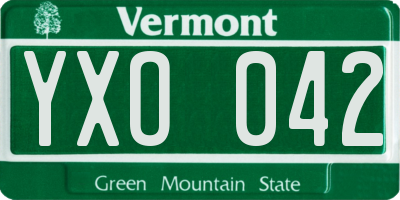 VT license plate YXO042