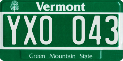 VT license plate YXO043