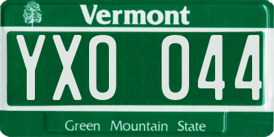 VT license plate YXO044