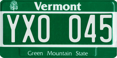 VT license plate YXO045