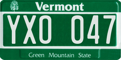 VT license plate YXO047