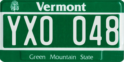 VT license plate YXO048