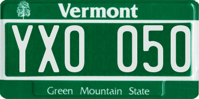 VT license plate YXO050