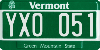 VT license plate YXO051