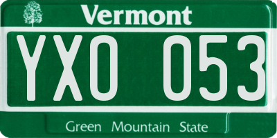 VT license plate YXO053