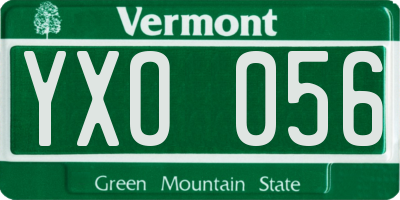 VT license plate YXO056