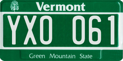 VT license plate YXO061