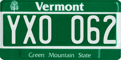 VT license plate YXO062