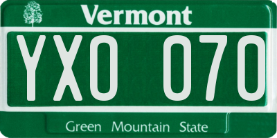 VT license plate YXO070
