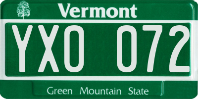 VT license plate YXO072