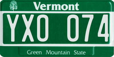 VT license plate YXO074