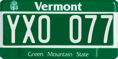 VT license plate YXO077