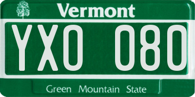 VT license plate YXO080