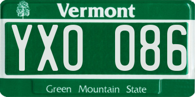 VT license plate YXO086
