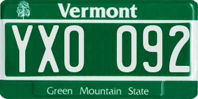 VT license plate YXO092