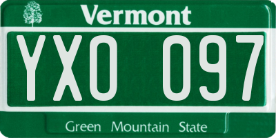VT license plate YXO097