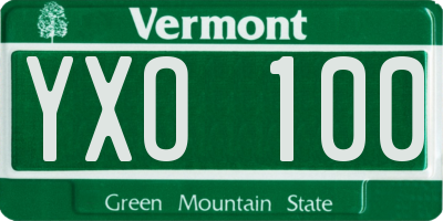VT license plate YXO100