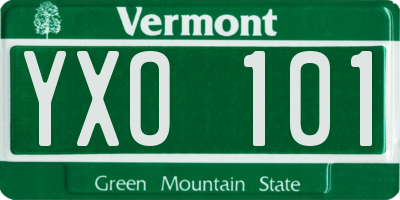VT license plate YXO101