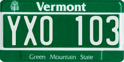 VT license plate YXO103