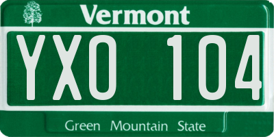 VT license plate YXO104