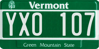 VT license plate YXO107