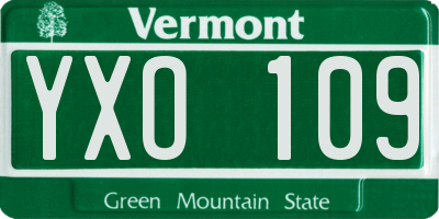 VT license plate YXO109