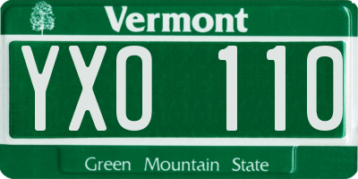 VT license plate YXO110