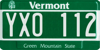 VT license plate YXO112