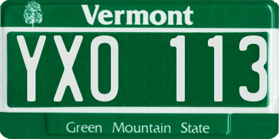 VT license plate YXO113